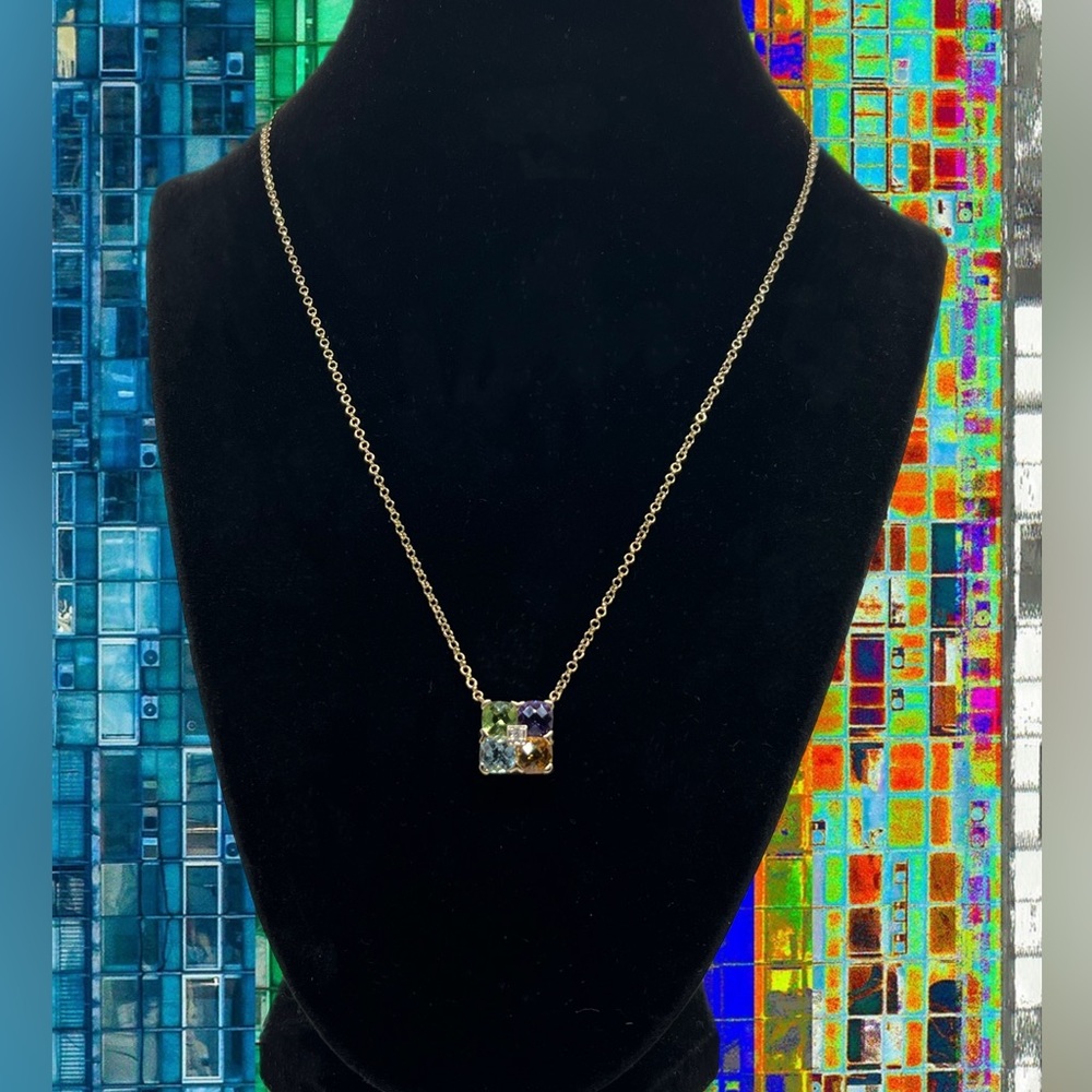 QVC Gold Plated 925 Silver 4 Gemstone Pendant Necklace